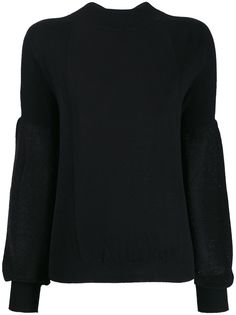 D.Exterior sheer sleeved fitted jumper