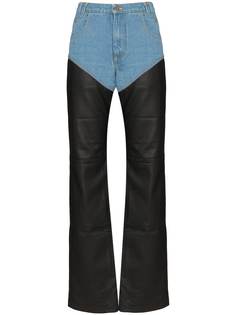 Telfar high-waisted denim and leather trousers