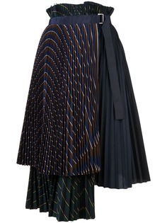 Sacai плиссированная ярусная юбка миди