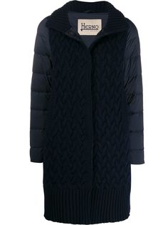 Herno knitted front padded zip-up coat