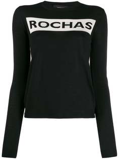 Rochas logo print fine knit jumper