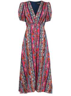 Saloni printed silk midi dress