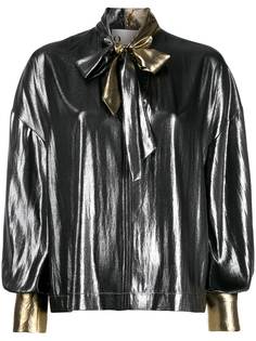 8pm pussy-bow flared blouse