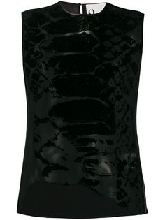 8pm asymmetric snakeskin print top