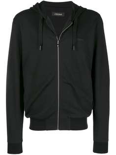 Z Zegna raised logo zip-up hoodie