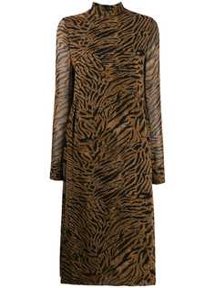Ganni tiger print midi dress