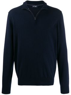 Hackett ribbed-knit zip up sweatshirt