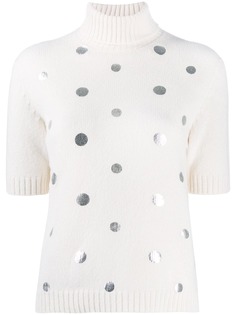 Piazza Sempione metallic polka dot knit top