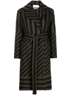 Closed stripe belted coat