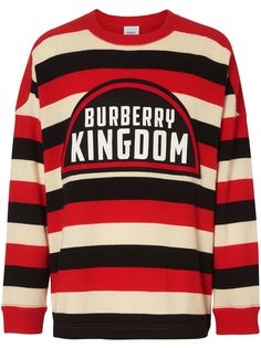 Burberry Kingdom detail striped cashmere jumper