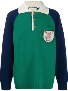 Gucci logo patch knitted polo shirt