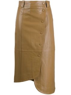 Ganni asymmetric wrap midi skirt