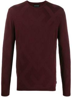 Emporio Armani geometric-woven knit jumper