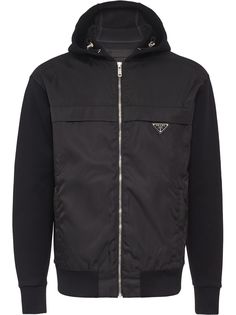 Prada gabardine panel hoodie