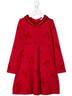 Monnalisa flocked bow dress