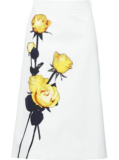 Prada rose print poplin skirt