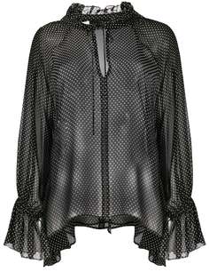 Nili Lotan sheer polka dot blouse