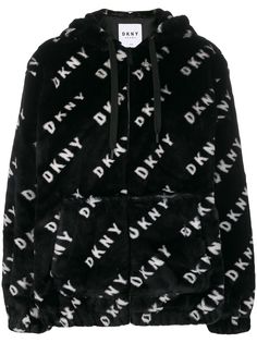 DKNY faux fur logo hoodie