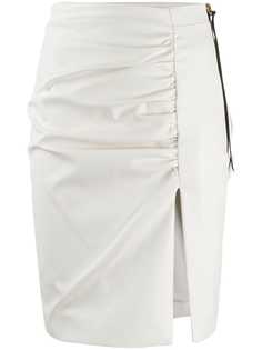 Nineminutes Leo leather look ruched skirt