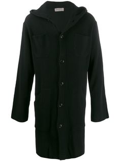 Yohji Yamamoto ribbed knit hooded cardi-coat