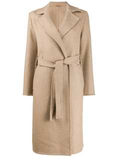 Closed belted mid-length coat