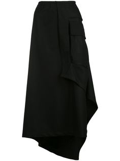Yohji Yamamoto asymmetric draped midi skirt