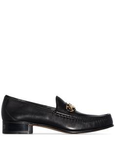 Gucci Black leather logo loafers