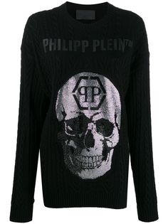 Philipp Plein пуловер с декором Skull и кристаллами