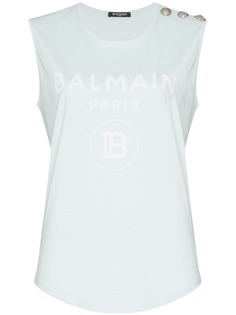 Balmain топ без рукавов с логотипом