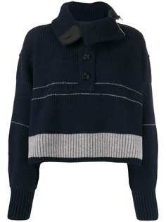 Sacai свитер в рубчик с логотипом