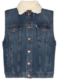 Filles A Papa sleeveless sherpa denim jacket