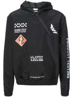 Off-White куртка с логотипом и капюшоном
