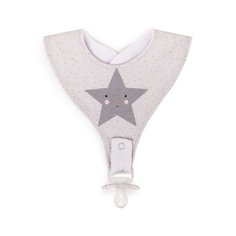 Нагрудный фартук с креплением для пустышки Happy Baby star, светло-серый