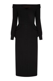 Черное платье с открытыми плечами Ulyana Sergeenko