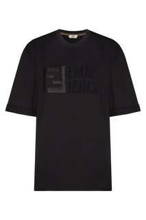 Черная футболка с отделкой Fendi