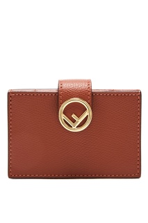 Красно-коричневый держатель для карт Fendi
