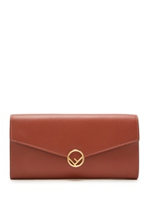 Коричневый кошелек с клапаном и монограммой Fendi