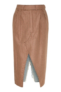 Комбинированная юбка-карандаш с разрезом спереди Unravel Project