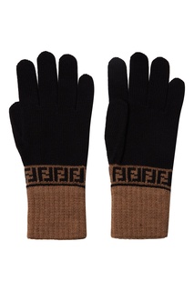 Черные перчатки с контрастной отделкой Fendi