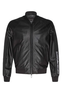 Черная куртка из кожи Emporio Armani
