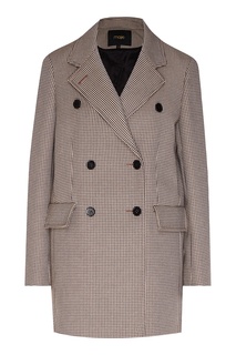 Двубортное пальто с контрастным узором Maje