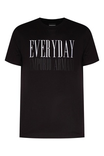 Черная футболка со стилизованным логотипом Emporio Armani