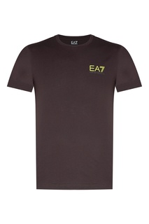 Серо-коричневая футболка с неоновым логотипом Emporio Armani