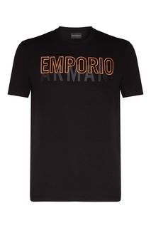 Черная футболка со стилизованным логотипом Emporio Armani
