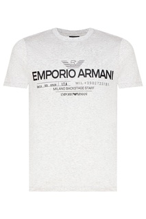 Светло-серая футболка с логотипом Emporio Armani