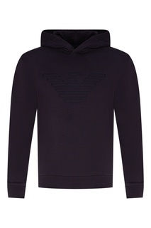 Темно-синее худи с логотипом Emporio Armani