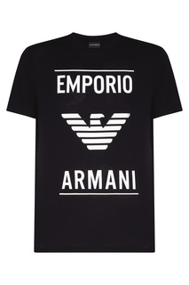 Черная футболка с крупным логотипом Emporio Armani