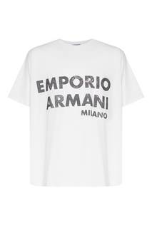 Белая футболка оверсайз с логотипом Emporio Armani