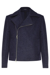 Синяя куртка со скошенной молнией Emporio Armani