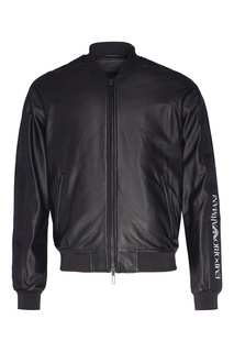 Синяя куртка из кожи Emporio Armani